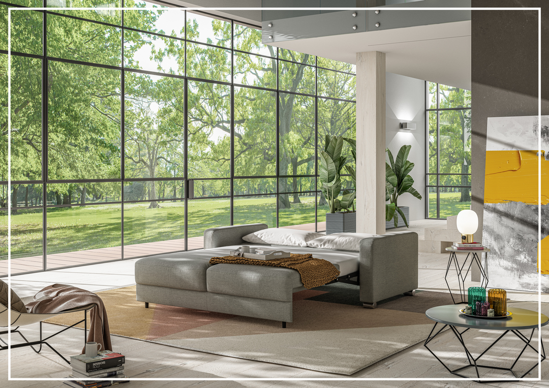 Luonto Hampton Sleeper in King and Queen Size With Walnut or Chrome Leg Finish-SOFABED