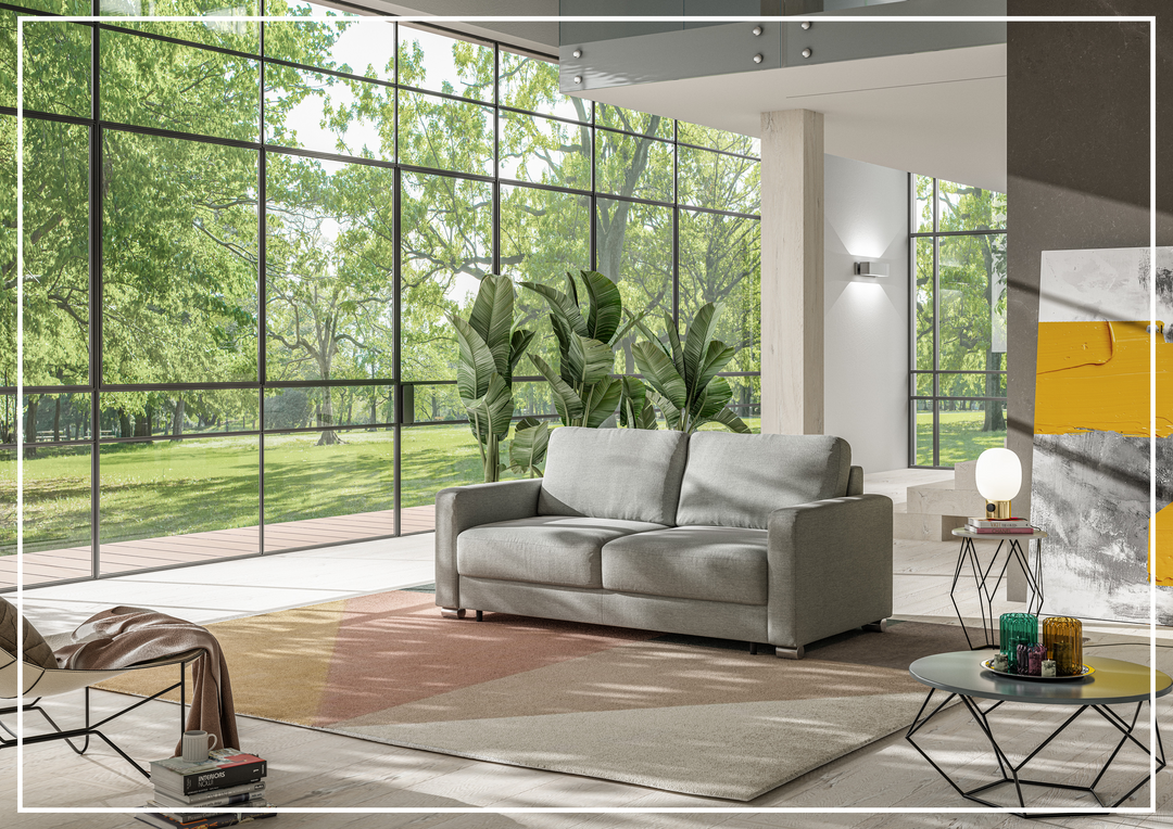 Luonto Hampton Sleeper in King and Queen Size With Walnut or Chrome Leg Finish-SOFABED