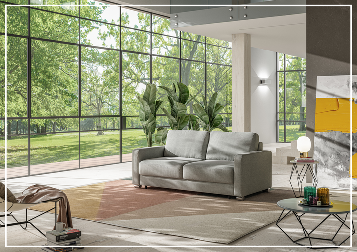 Luonto Hampton Sleeper in King and Queen Size With Walnut or Chrome Leg Finish-SOFABED