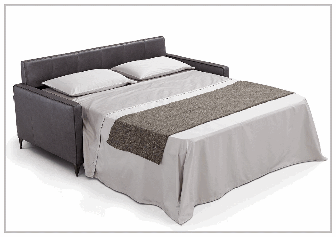 Kathy Ireland Wigan Luxury Gray Italian Leather Queen Sleeper