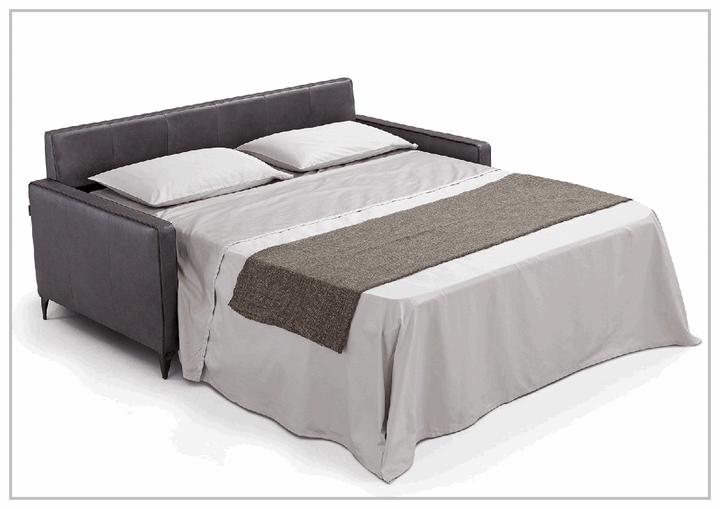 Kathy Ireland Wigan Luxury Gray Italian Leather Queen Sleeper