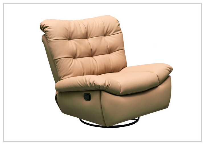 Klaussner Celina Swivel Glider Leather Manual Recliner with Cushion Arms-Sofabed