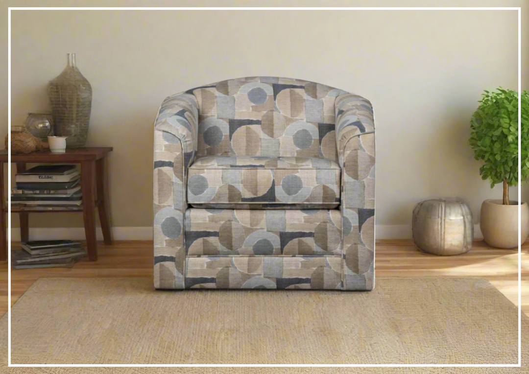 Klaussner Edena Fabric Swivel Chair with Tight Back Design-Sofabed