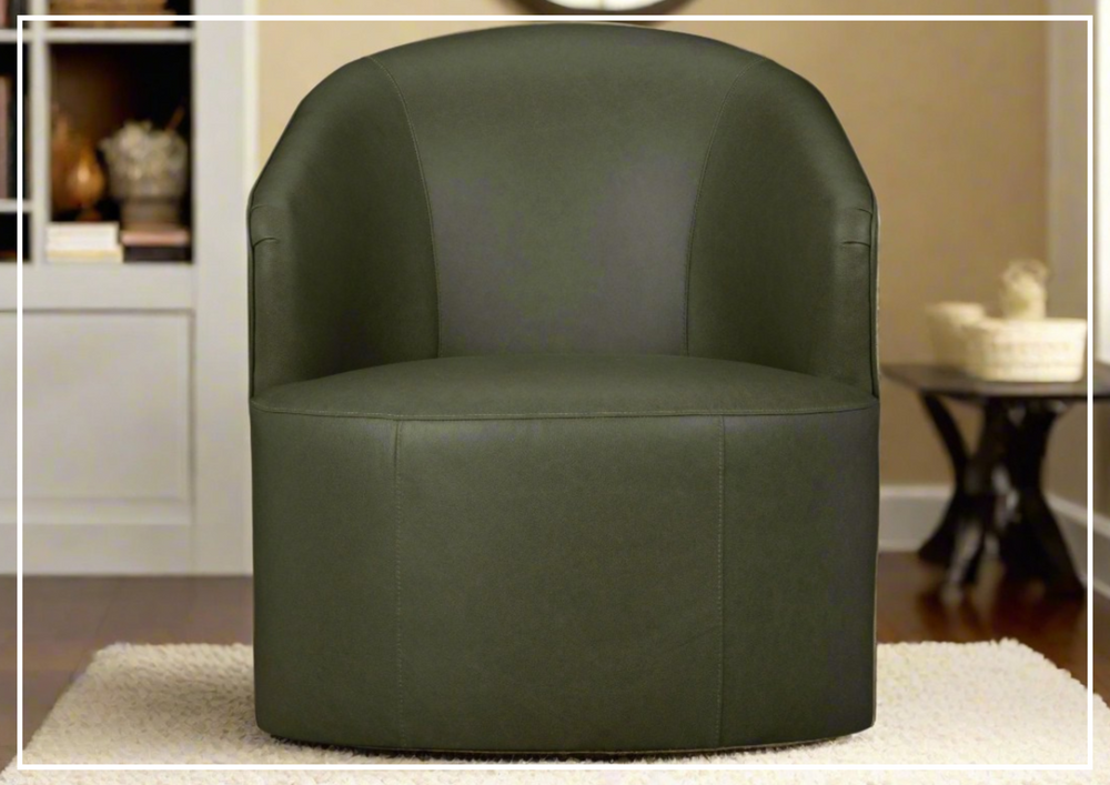 Klaussner Luna Leather Green Swivel Chair with Ultraluxe Cushion-Sofabed