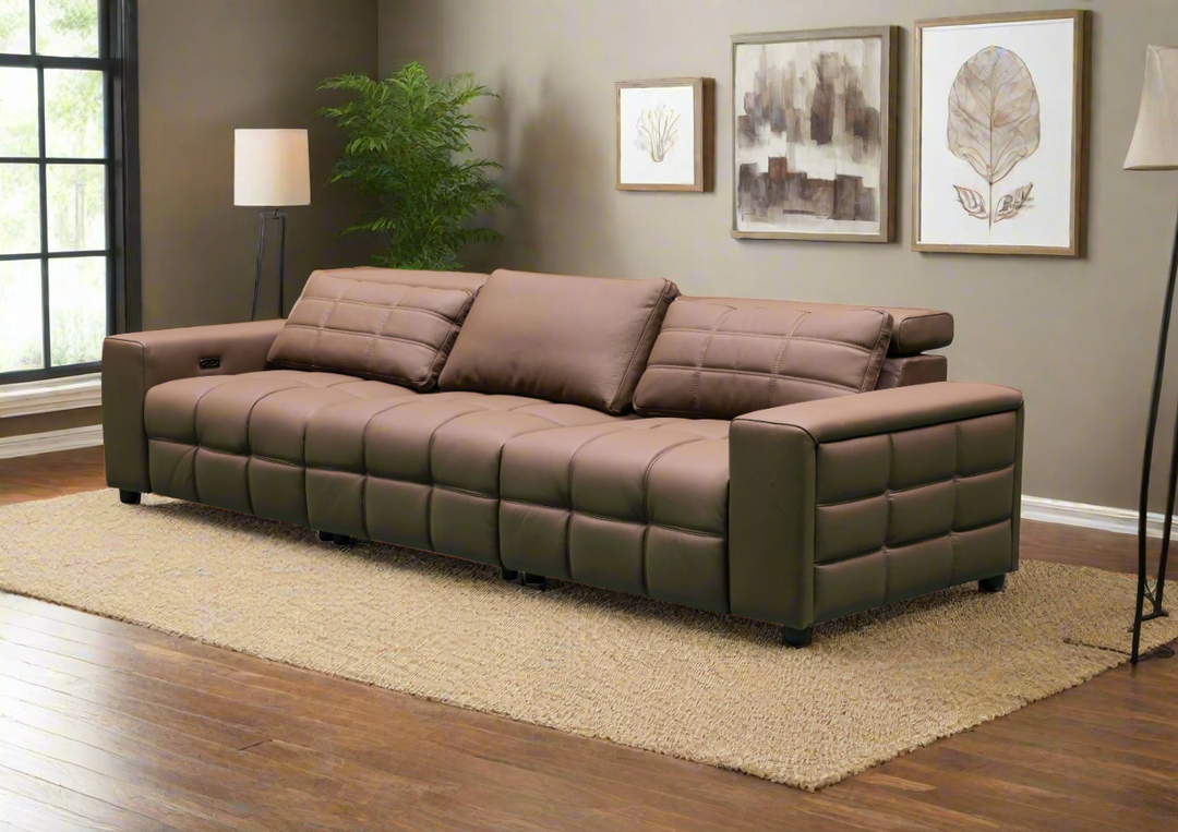Klaussner Orlano 3-seater Brown Leather Power Reclining Sofa