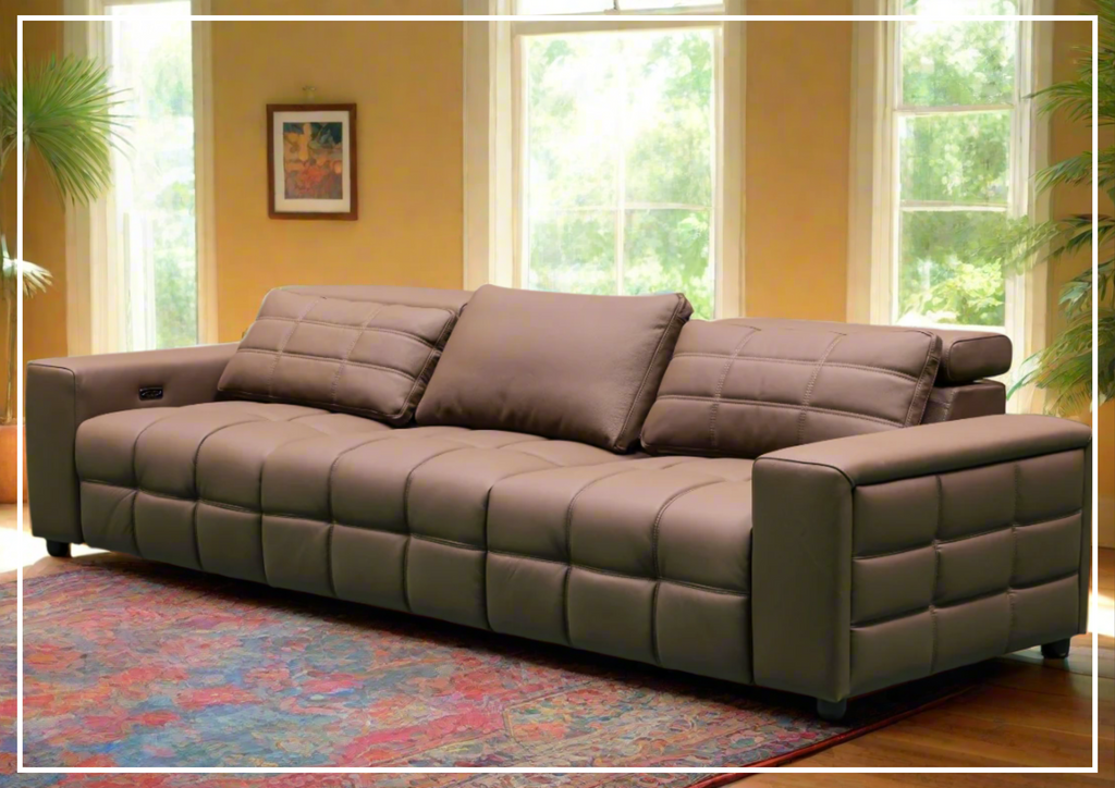 Klaussner Orlano 3-seater Brown Leather Power Reclining Sofa-Sofabed