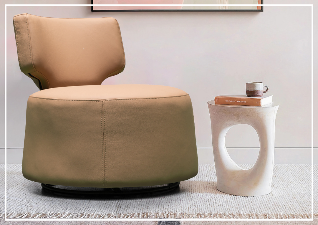 Klaussner Pavia Leather Swivel Chair with Foam Back & Seat Cushion-Sofabed