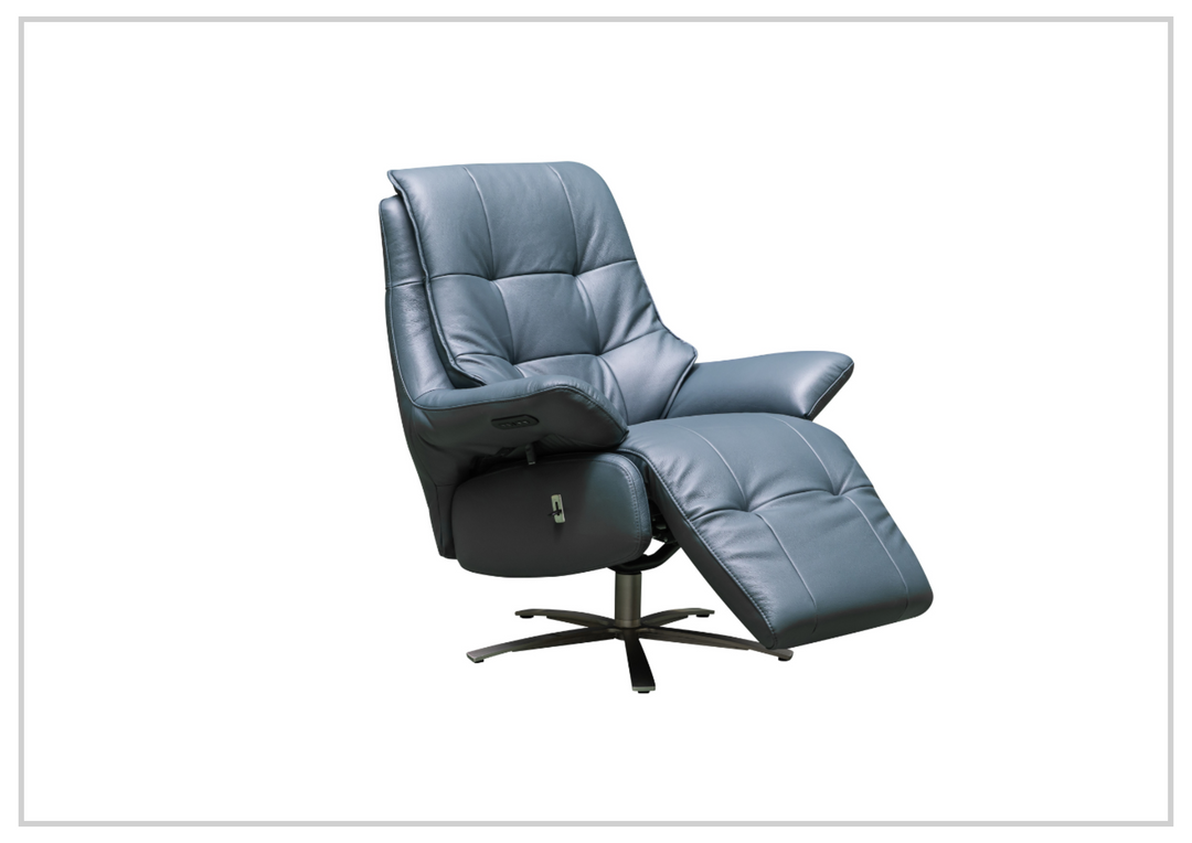 Klaussner Serano Blaze  Blue Leather Swivel Power Recliner Lift Chair