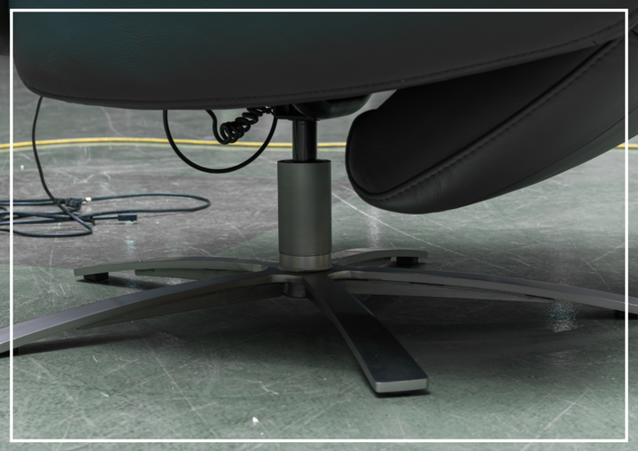 Klaussner Serano Blaze  Blue Leather Swivel Power Recliner Lift Chair-Sofabed