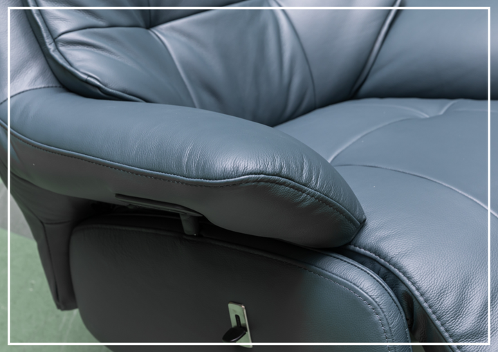 Klaussner Serano Blaze  Blue Leather Swivel Power Recliner Lift Chair-Sofabed