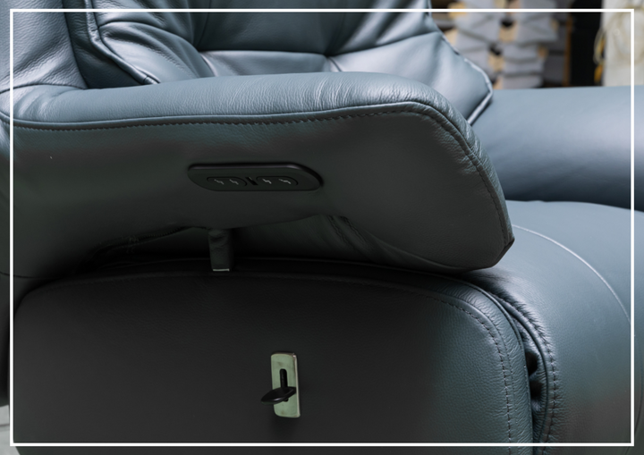 Klaussner Serano Blaze  Blue Leather Swivel Power Recliner Lift Chair-Sofabed