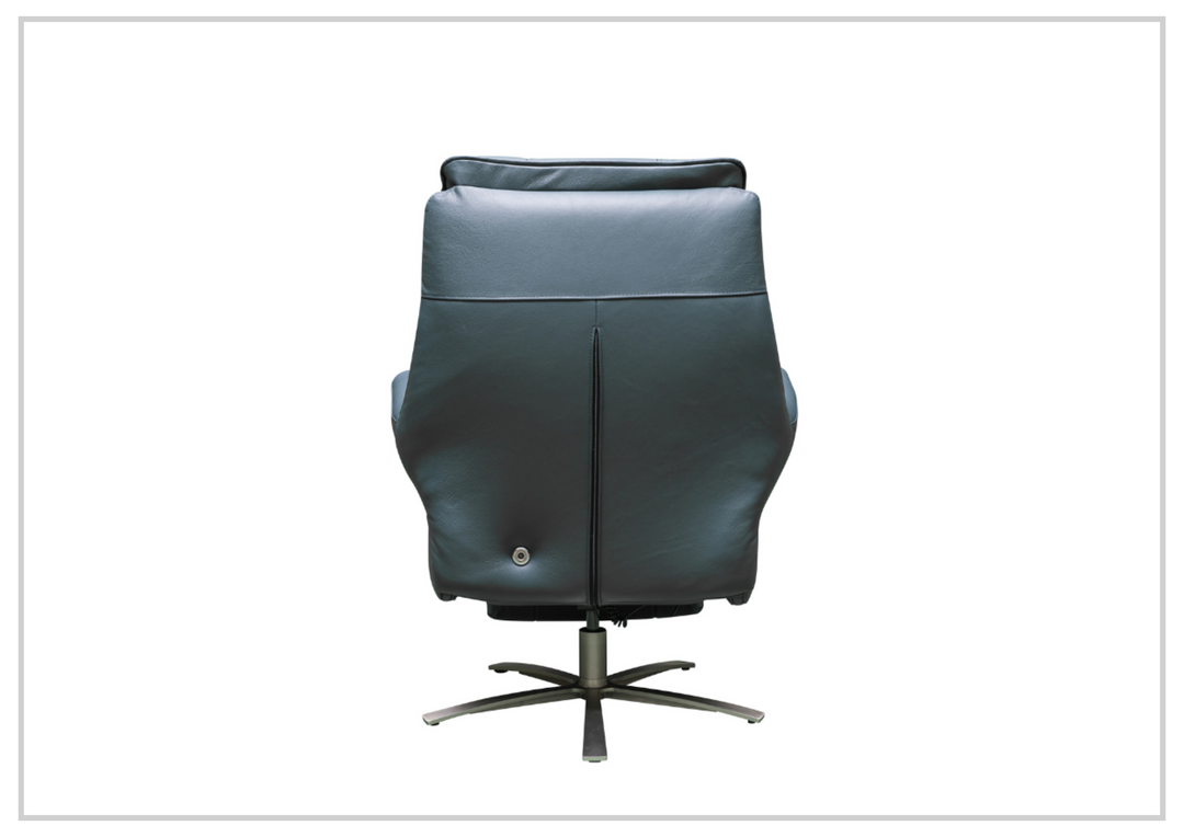 Klaussner Serano Blaze  Blue Leather Swivel Power Recliner Lift Chair-Sofabed