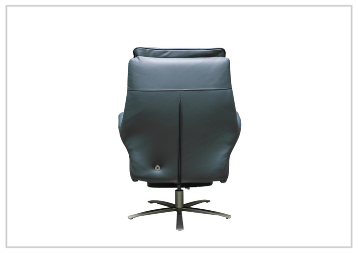 Klaussner Serano Blaze  Blue Leather Swivel Power Recliner Lift Chair-Sofabed