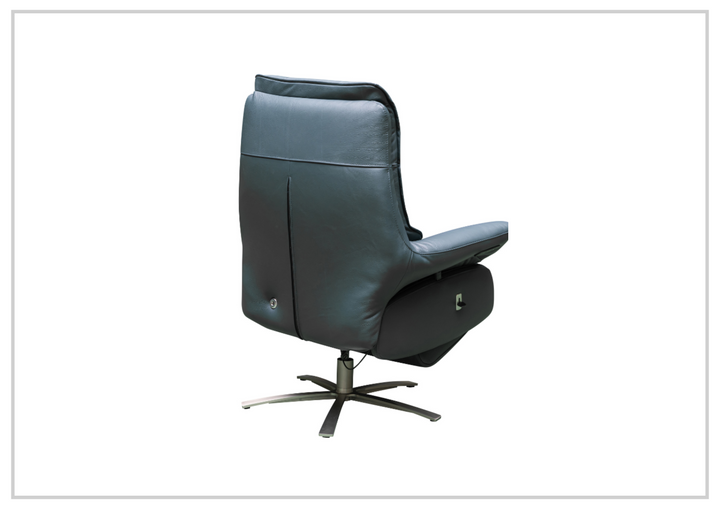 Klaussner Serano Blaze  Blue Leather Swivel Power Recliner Lift Chair