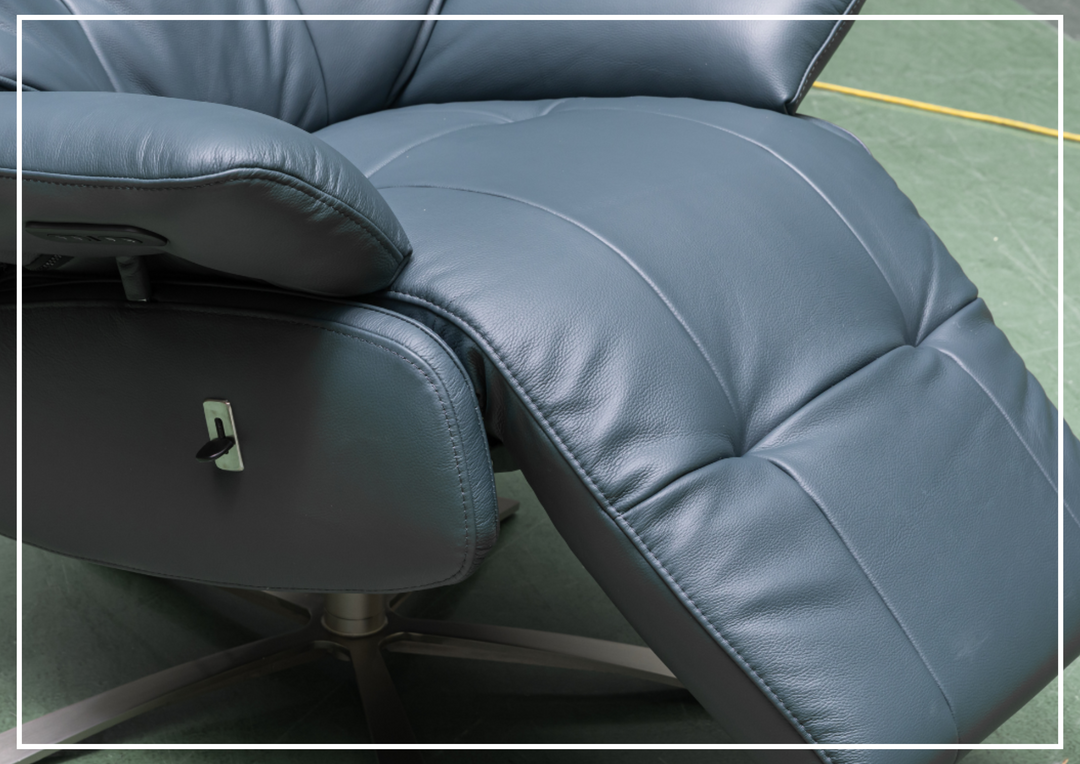 Klaussner Serano Blaze  Blue Leather Swivel Power Recliner Lift Chair