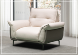 Klaussner Viana Leather Ivory Accent Chair with Feather-filled back cushion-Sofabed