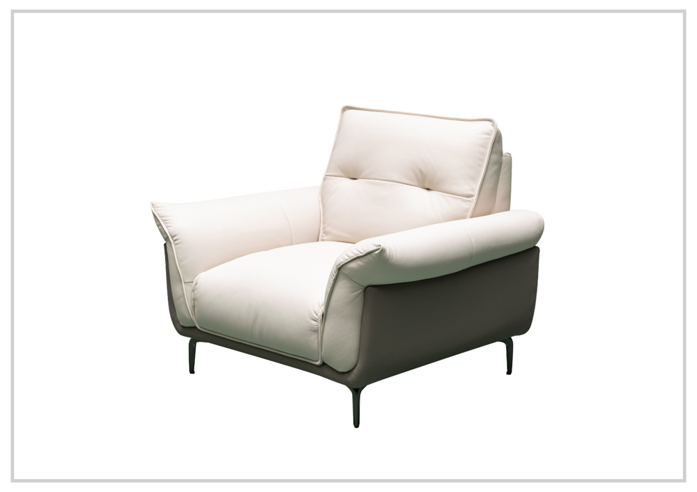 Klaussner Viana Leather Ivory Accent Chair with Feather-filled back cushion-Sofabed