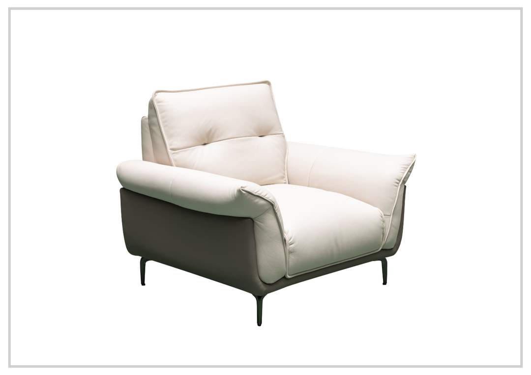 Klaussner Viana Leather Ivory Accent Chair with Feather-filled back cushion-Sofabed