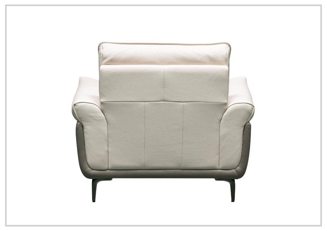 Klaussner Viana Leather Ivory Accent Chair with Feather-filled back cushion-Sofabed