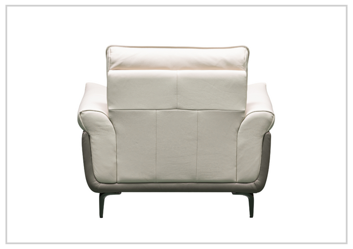 Klaussner Viana Leather Ivory Accent Chair with Feather-filled back cushion-Sofabed