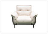 Klaussner Viana Leather Ivory Accent Chair with Feather-filled back cushion-Sofabed