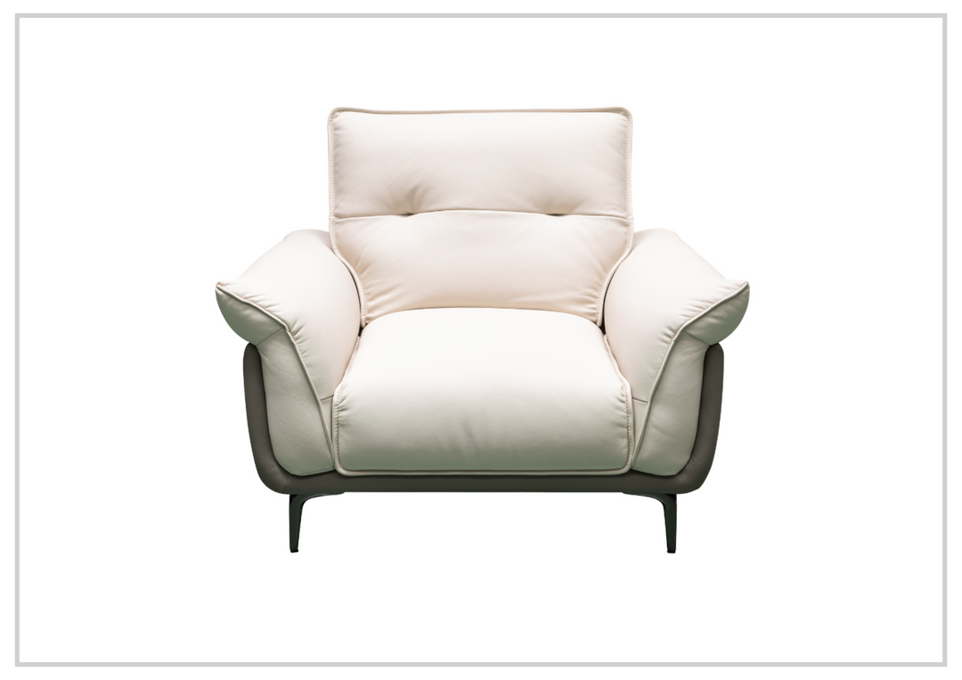 Klaussner Viana Leather Ivory Accent Chair with Feather-filled back cushion-Sofabed