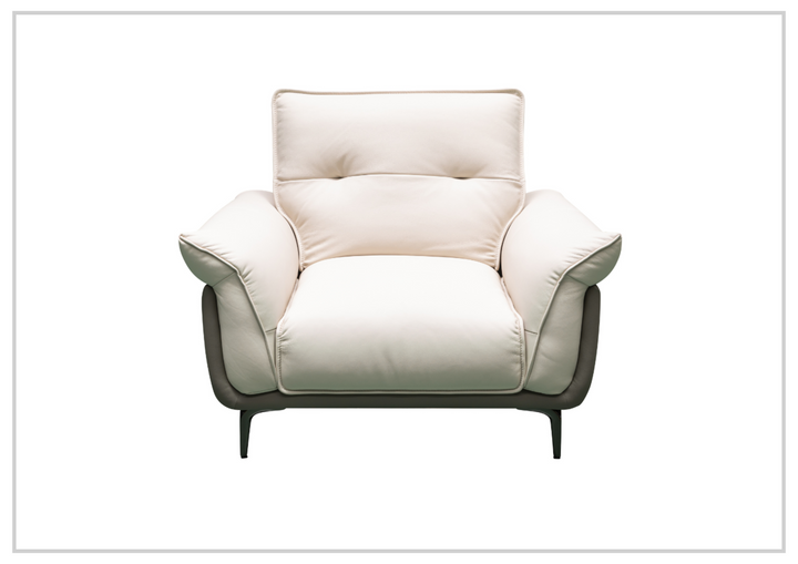 Klaussner Viana Leather Ivory Accent Chair with Feather-filled back cushion-Sofabed