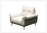 Klaussner Viana Leather Ivory Accent Chair with Feather-filled back cushion-Sofabed