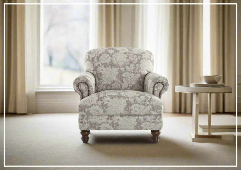 Klaussner Barnum Traditional Fabric Accent Chair with Rolled Arms