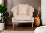 Klaussner Clarkson Beige Fabric Chair with Curved Rolled Arms