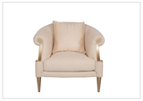 Klaussner Clarkson Beige Fabric Chair with Curved Rolled Arms