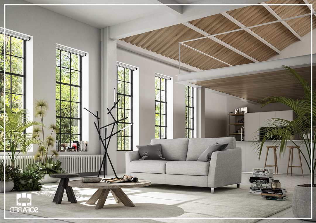 Luonto Monika Fabric Sleeper Sofa With Wood or Chrome Legs-SOFABED