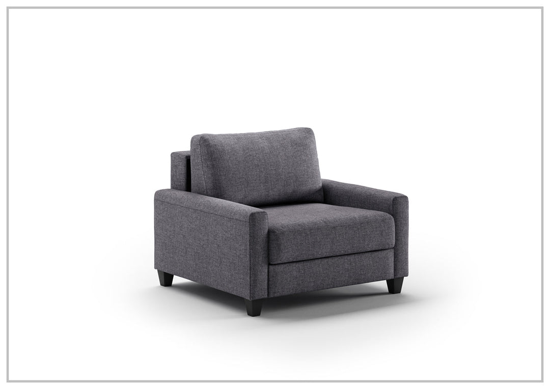 Luonto Nico Fabric Sleeper Chair Sofa With Nest Mechanism and Walnut or Chrome Leg option