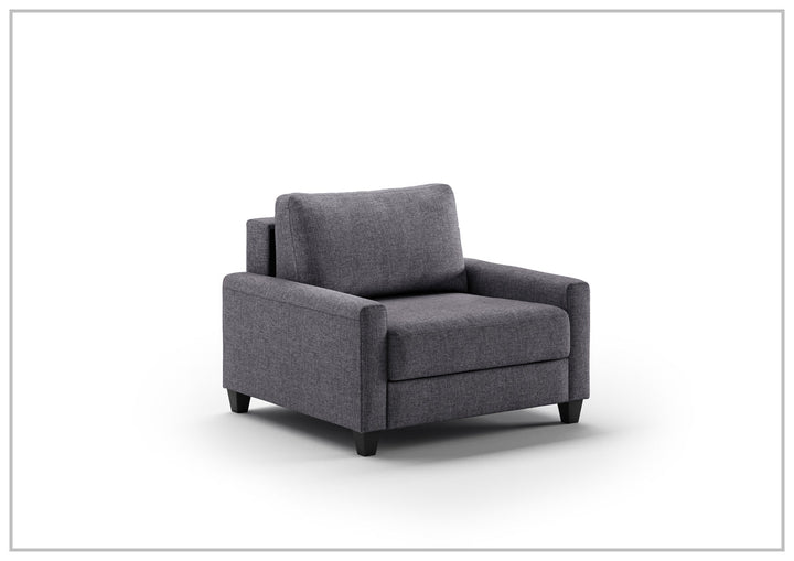 Luonto Nico Fabric Sleeper Chair Sofa With Nest Mechanism and Walnut or Chrome Leg option