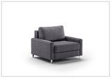 Luonto Nico Fabric Sleeper Chair Sofa With Nest Mechanism and Walnut or Chrome Leg option