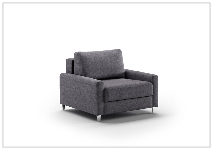 Luonto Nico Fabric Sleeper Chair Sofa With Nest Mechanism and Walnut or Chrome Leg option