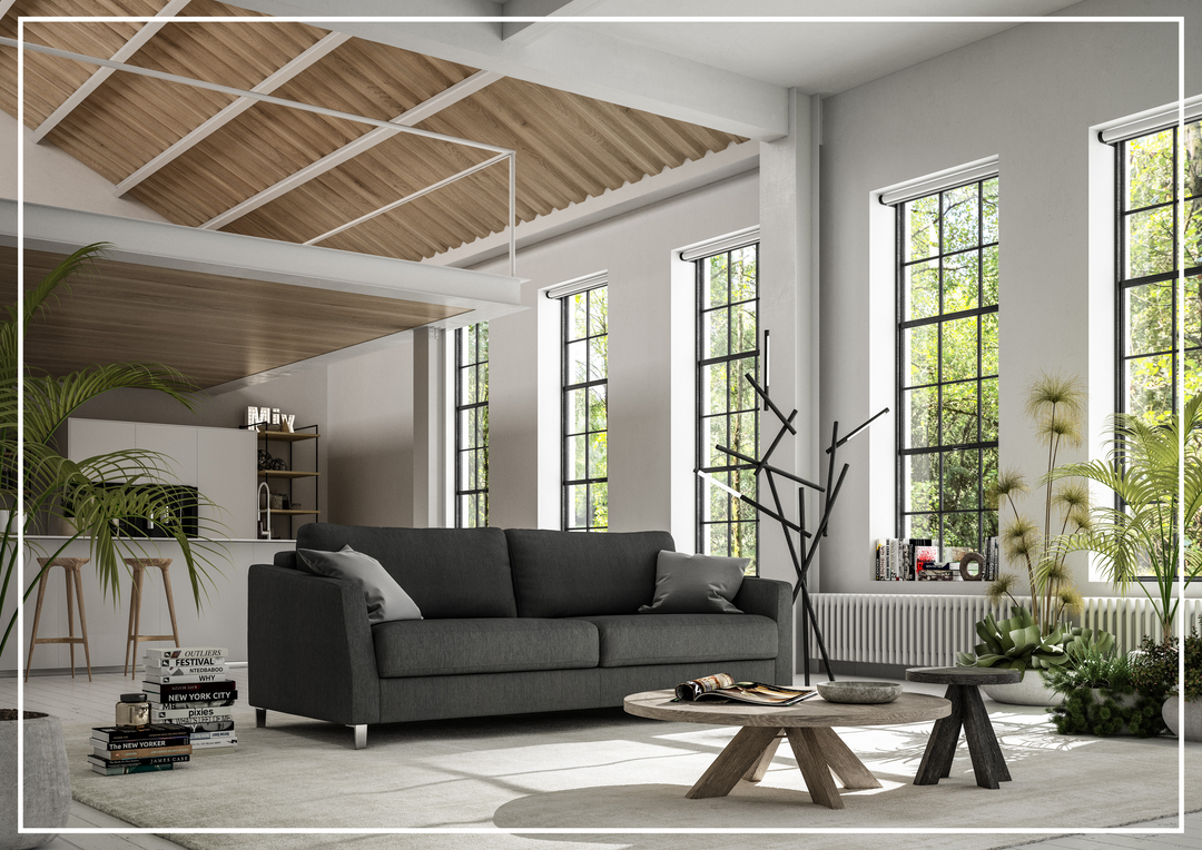 Luonto Monika Fabric King Sleeper Sofa Bed With Wood or Chrome Legs-SOFABED