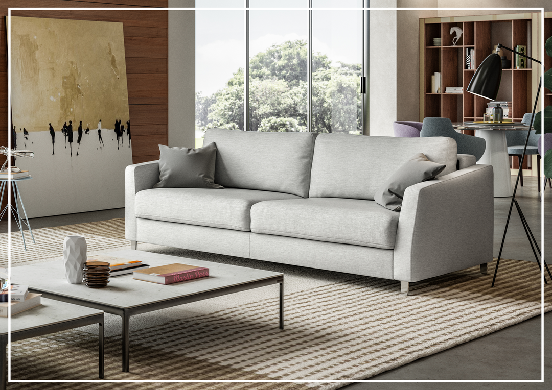 Luonto Monika Fabric King Sleeper Sofa Bed With Wood or Chrome Legs-SOFABED