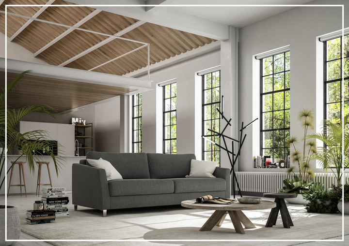 Luonto Monika Fabric King Sleeper Sofa Bed With Wood or Chrome Legs-SOFABED