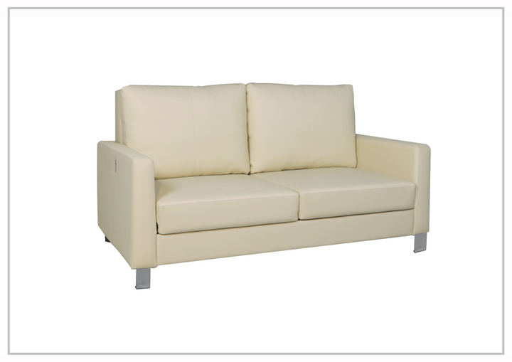 Nova Queen Leather Sleeper Sofa With Wood and Chrome Legs