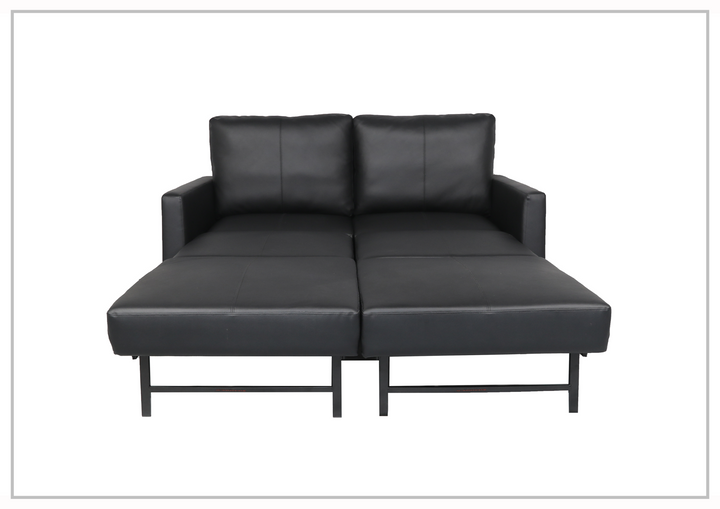 Gio Italia Nova Queen Leather Sleeper Sofa With Wood and Chrome Legs