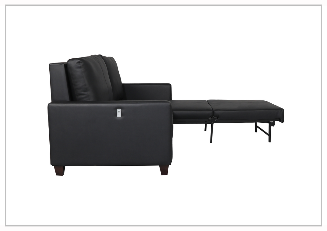 Nova Queen Leather Sleeper Sofa With Wood and Chrome Legs