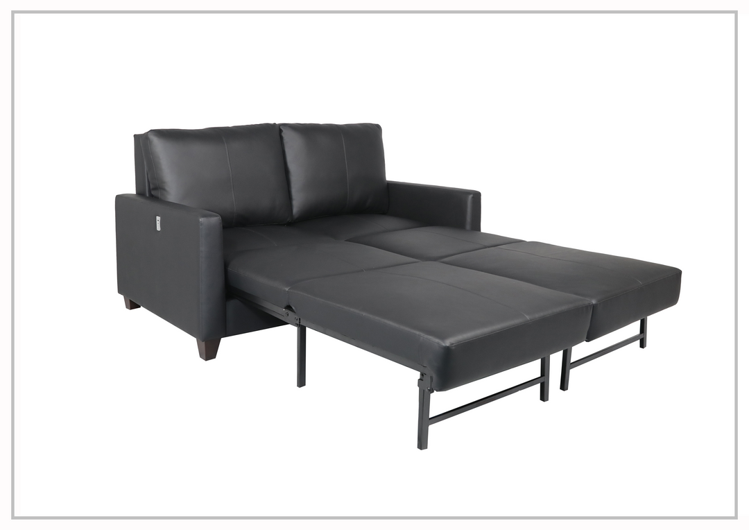 Nova Queen Leather Sleeper Sofa With Wood and Chrome Legs