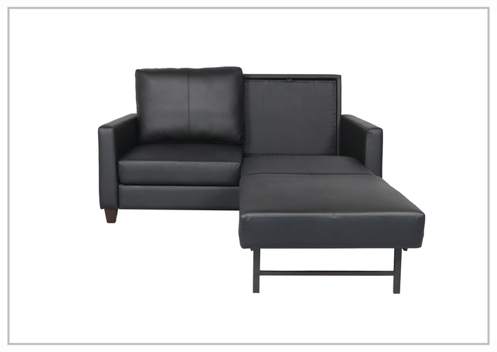 Nova Queen Leather Sleeper Sofa With Wood and Chrome Legs