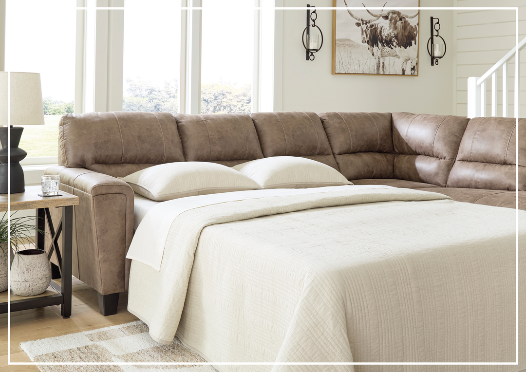 Gio Italia Nessa 3-Seater Faux Leather Queen Sleeper Sofa In Brown Color