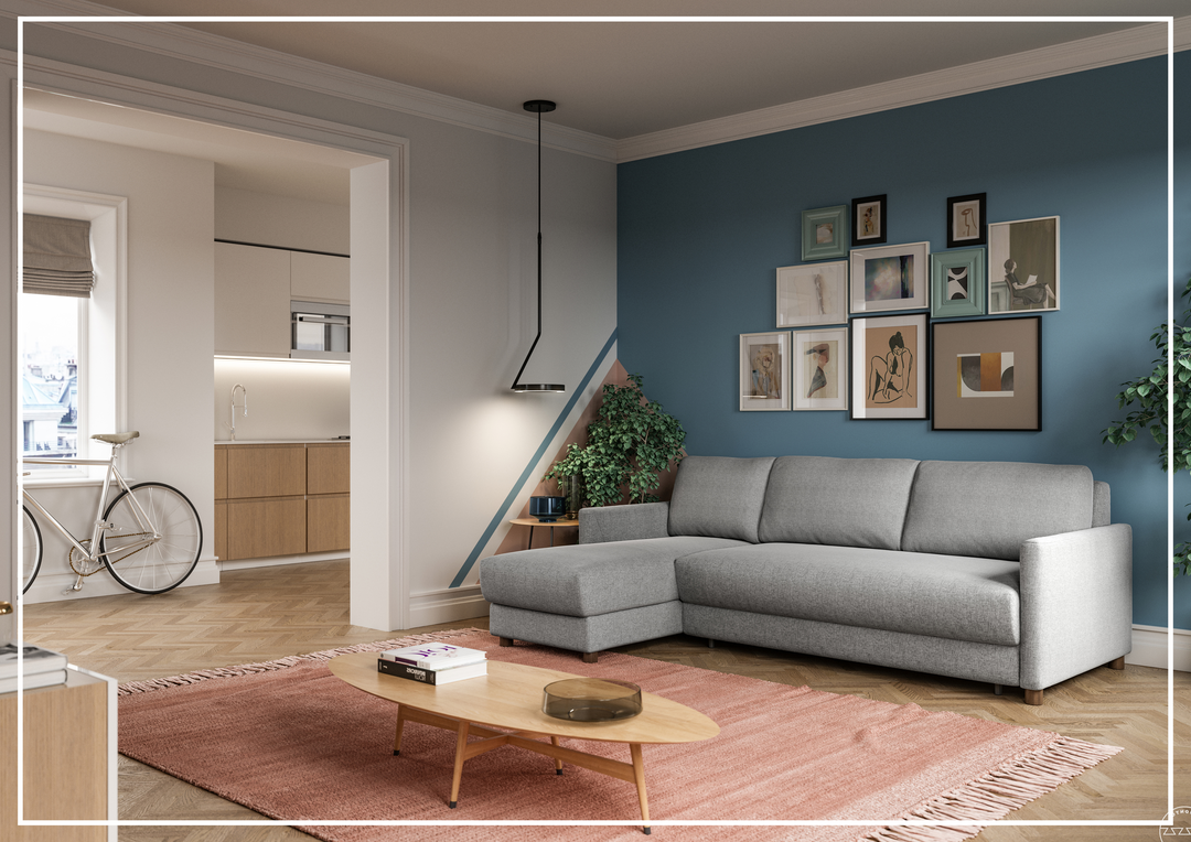 Luonto Pint 3-Seater L-Shaped Fabric Sectional Sleeper Sofa-SOFABED