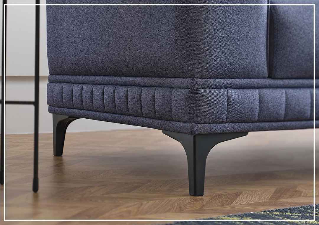 Enza Home Pavia 3-Seater Navy Blue Fabric Sofa Bed With Track Arm