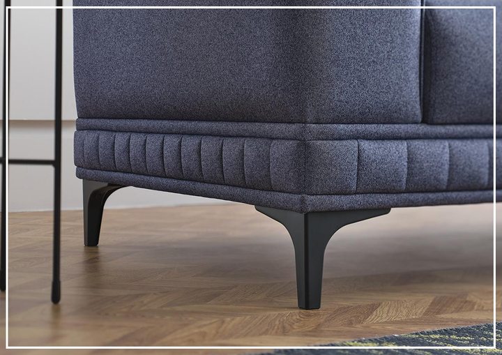 Enza Home Pavia 3-Seater Navy Blue Fabric Sofa Bed With Track Arm