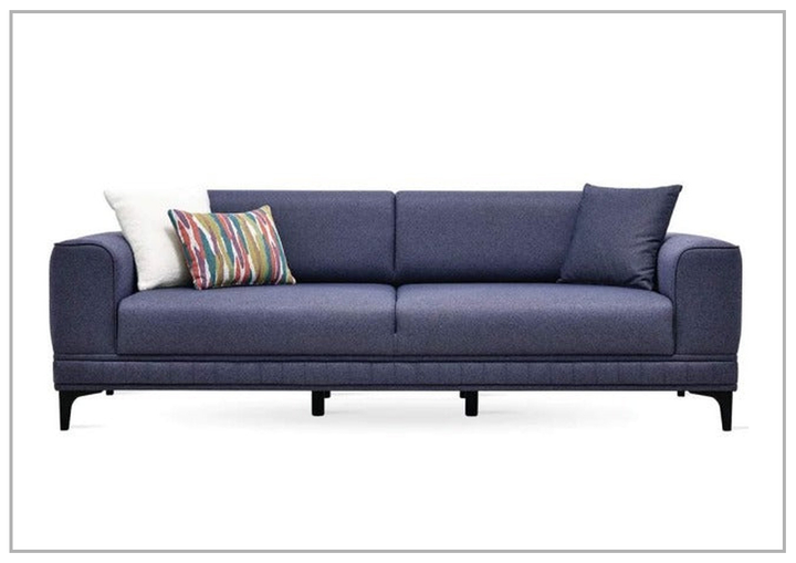 Enza Home Pavia 3-Seater Navy Blue Fabric Sofa Bed With Track Arm
