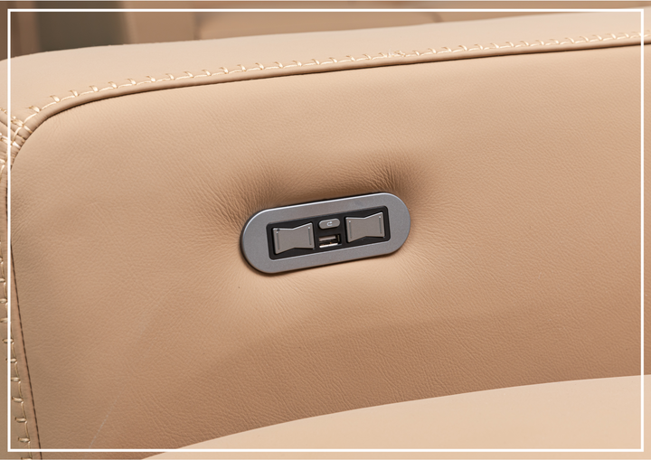 Klaussner Prestigio 3-Seater Top Grain Stone Wash Leather Reclining Sofa